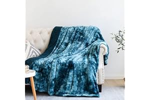 NEWCOSPLAY Super Soft Faux Fur Throw Blanket for Couch Dark Blue Sherpa Fuzzy Plush Warm Blanket for Sofa Bed (Dark Blue, Throw(50"x60"))