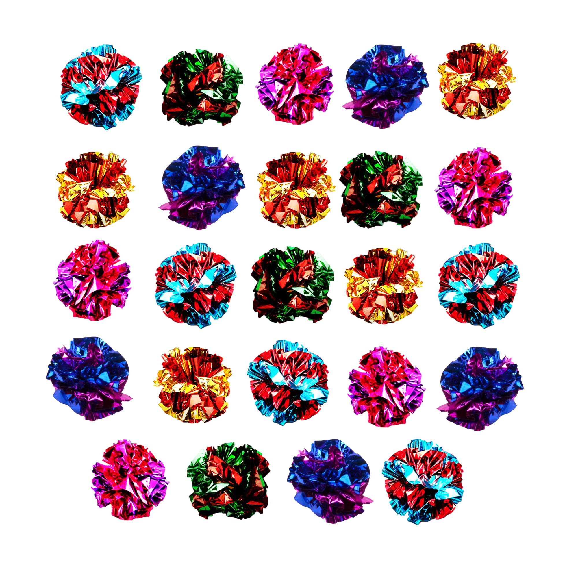 SunGrow Cat Crinkle Balls, 3.8-5 cm, Lightweight, Ideal for Kittens and Adult Cats (24 Pieces, Multicolor)