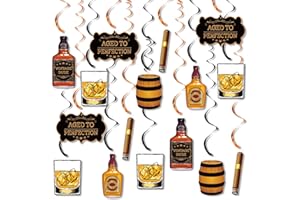 FHzytg Whiskey Birthday Party Decorations for Men, Aged to Perfection Party Supplies Whiskey Beer Party Hanging Swirls Ceiling Streamers for 30th 40th 50th Birthday Decorations Cheers and Beers Party