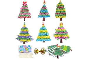 HABDJILTY 24Pcs Christmas Crafts Set Xmas Tree Arts and Crafts Poke in Art Kit, Make Your Own Christmas Tree Poking Arts Decorations for Classroom Creative Activity Art Project Party Supplies