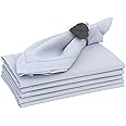 Ruvanti Premium Linen Napkins Set of 4-20x20 Inch, Classic Hemstitch, Mitered Corner Cloth Napkins‎‎ - Soft, Elegant Dinner Napkins Cloth Washable for Weddings, Parties, Everyday Use - Arctic Ice