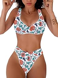 TASHEHE Women's Floral Bikini Set Underwire Push Up