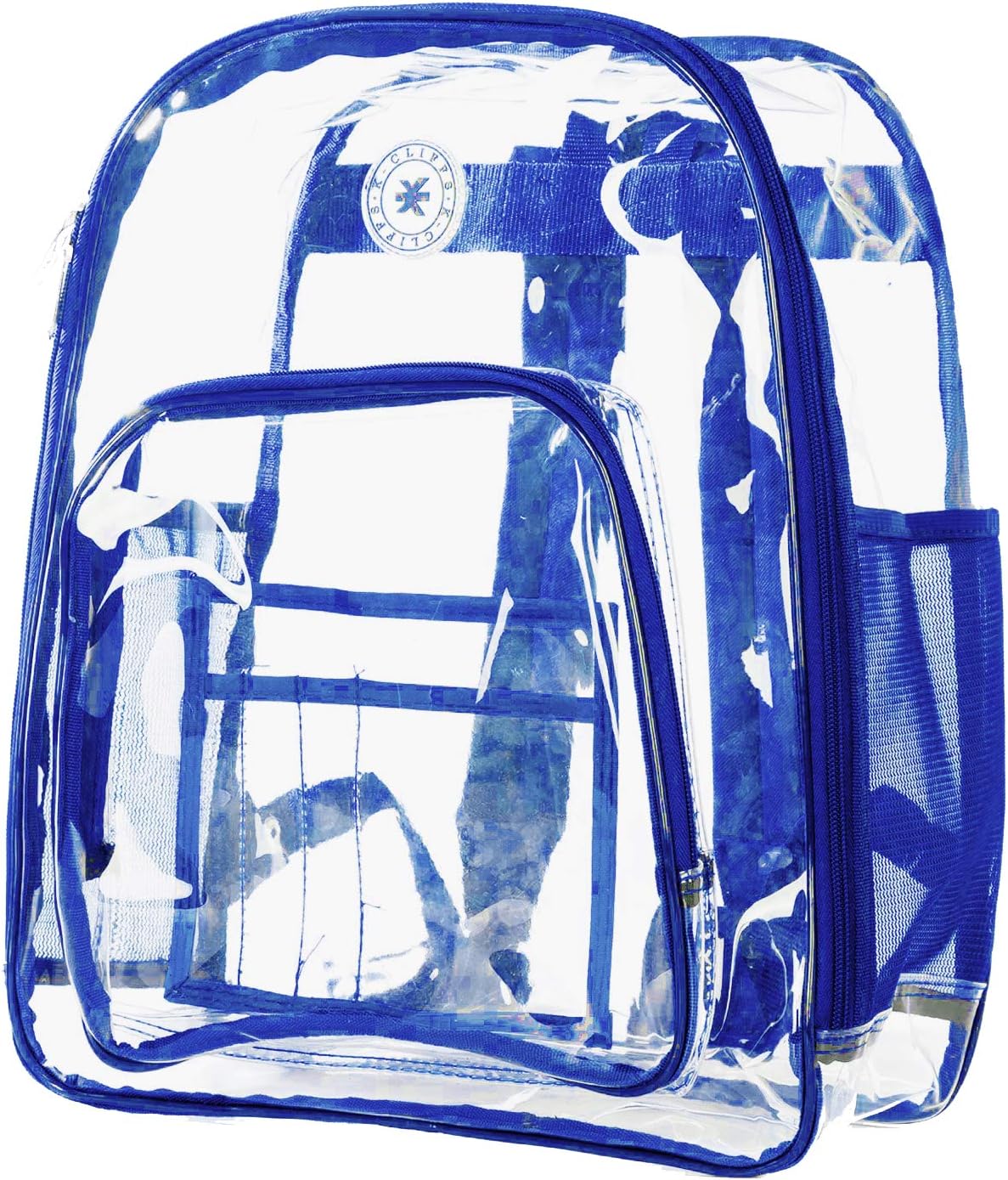 Heavy Duty Clear Backpack See Through PVC Stadium Security Transparent Workbag | Royal Blue
