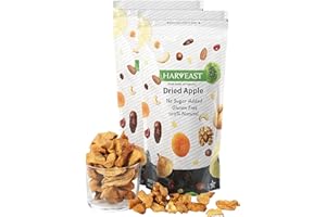 HARVEAST Dried Apples - Dehydrated Sliced Apple Snack - Tender & Sweet Whole Dried Fruits - Vegan Treats in Resealable Pack - Sugar Free, Non-GMO, Unsulfured, Gluten Free & Kosher (20 Oz, 2 Packs)