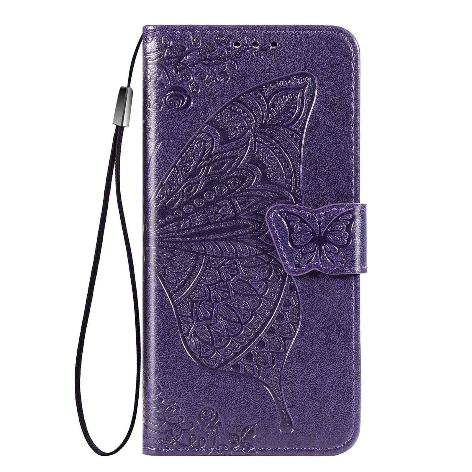 GOGME Case for Samsung Galaxy S20 FE 4G/5G Case Wallet, Butterfly Embossed PU Leather Magnetic Filp Cover with Wallet/Holder [Flip Stand/Card Slot]. Dark Purple