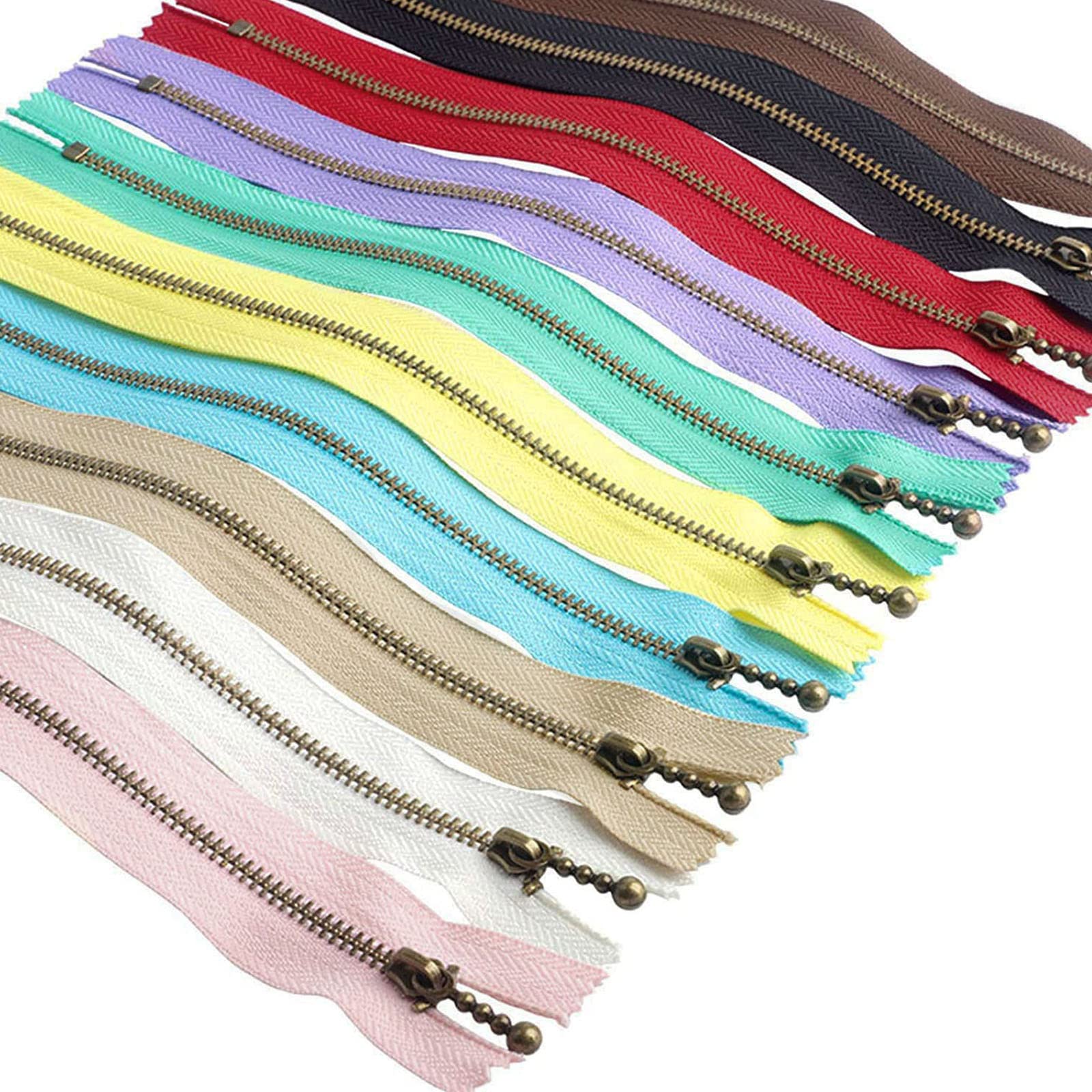 Beaulegan Metal Zippers 10 Pcs - #3 Antique Brass Close-end 7.9 Inch (20 cm), Assorted Color โ image 1