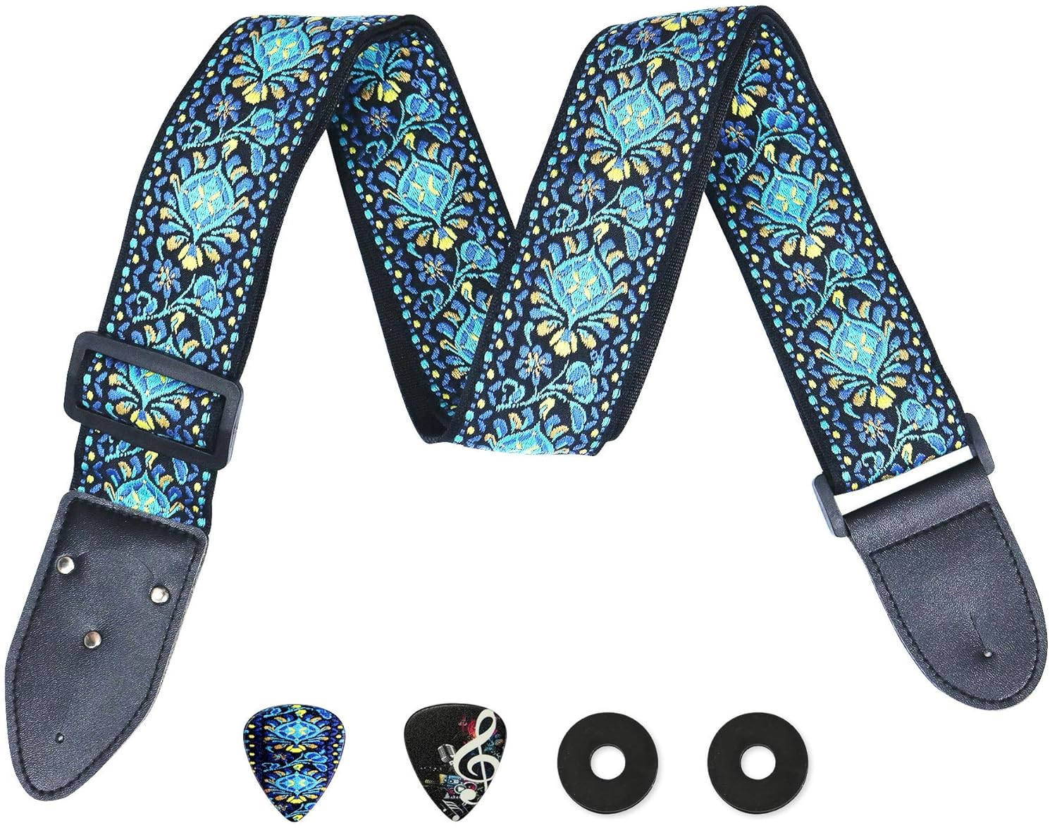 Hootenanny Guitar Strap Bundle Includes 2 Strap Locks & 2 Unique Picks