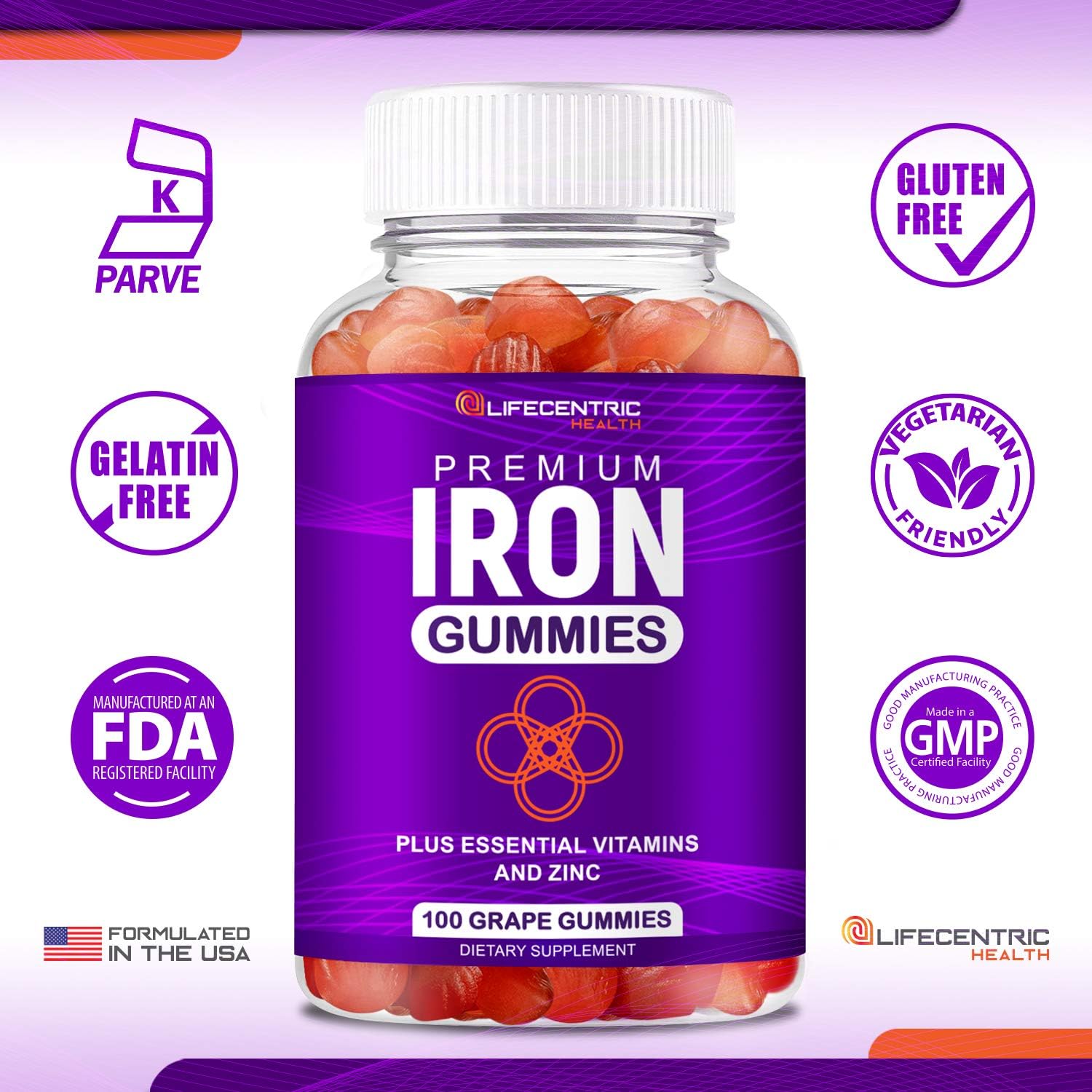 Amazon Com Iron Gummies For Adults And Kids Biotin Zinc Vitamin B Folic Acid Vitamin Gummies Vegan Gluten Free Blood Builder Anemia Supplements Tasty Energy Boosting Iron Supplement For Women