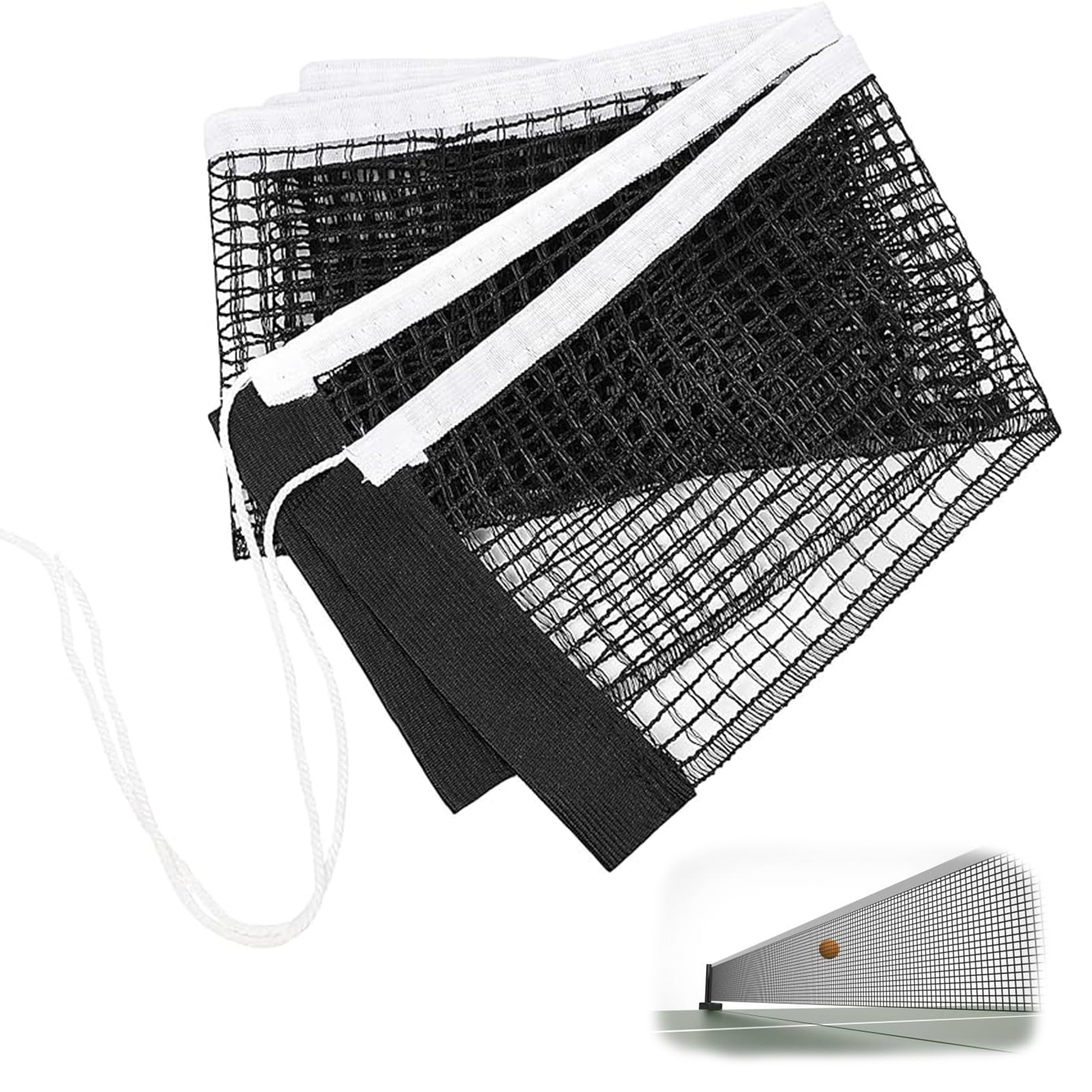 Fadbudss Table Tennis Replacement Net, 175cm Polyester Nylon Cotton Portable Folding String Tension Adjustable Ping Pong Net Equipment Accessories for Indoor Outdoor School Gym Home Fun Activity