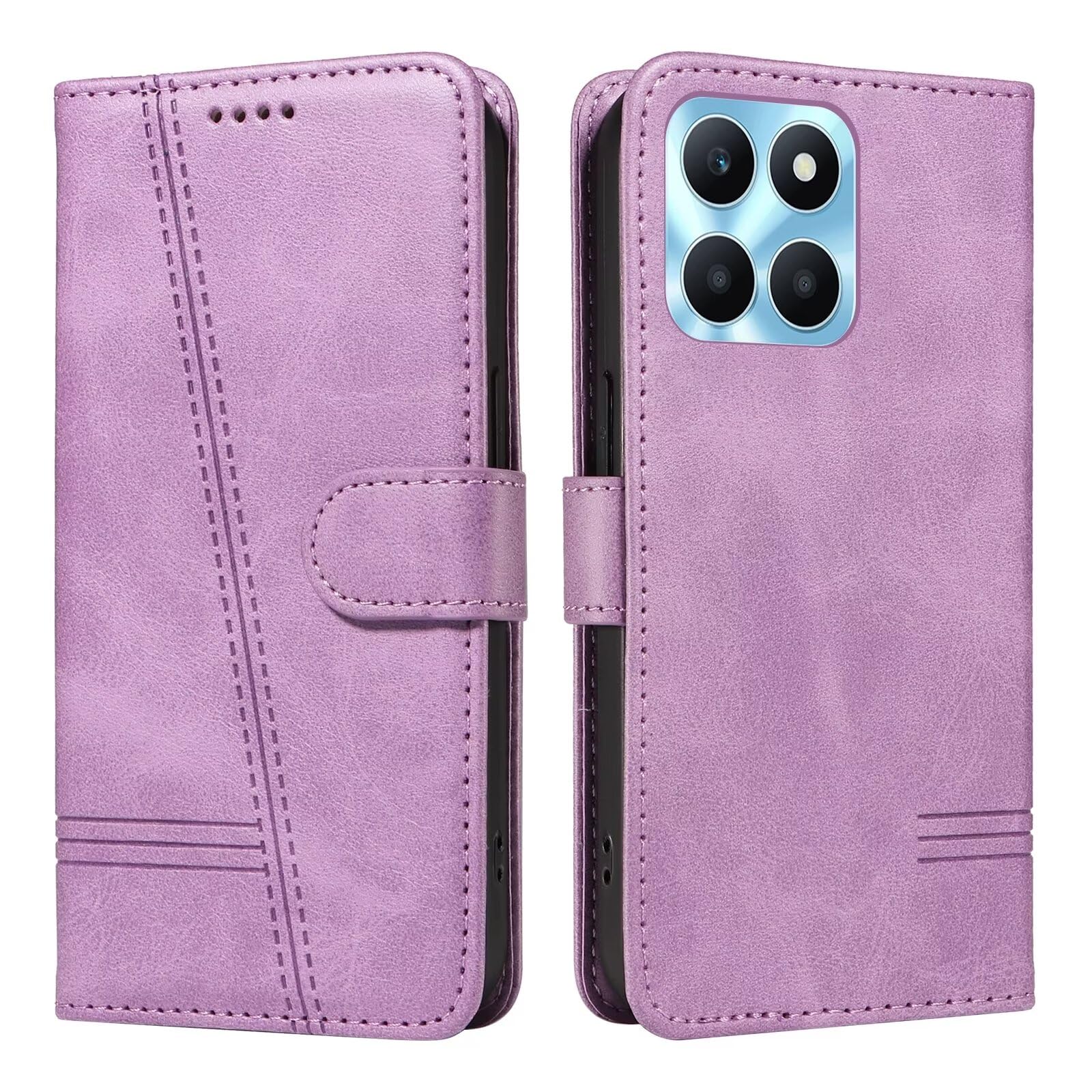 Bnvdfre Case for Honor X6b Case Flip Shockproof PU Leather with Card Slots Magnetic Kickstand Protective Wallet Phone Case Compatible with Honor X6b, Purple