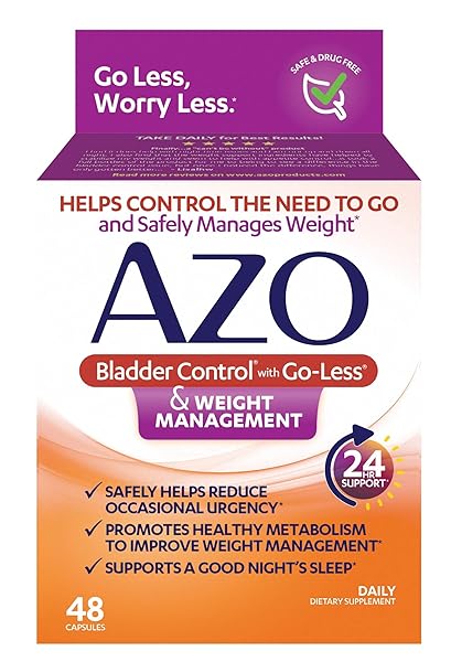 AZO BLADDER CONTROL WITH GO-LESS® & WEIGHT MANAGEMENT DIETARY SUPPLEMENT | HELPS REDUCE OCCASIONAL URGENCY* | PROMOTES HEALTHY METABOLISM* | SUPPORTS A GOOD NIGHT’S SLEEP* | 48 CAPSULES