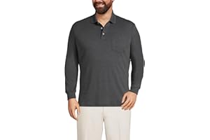 Lands' End Men's Long Sleeve American-Grown Supima Cotton Polo Shirt with Pocket