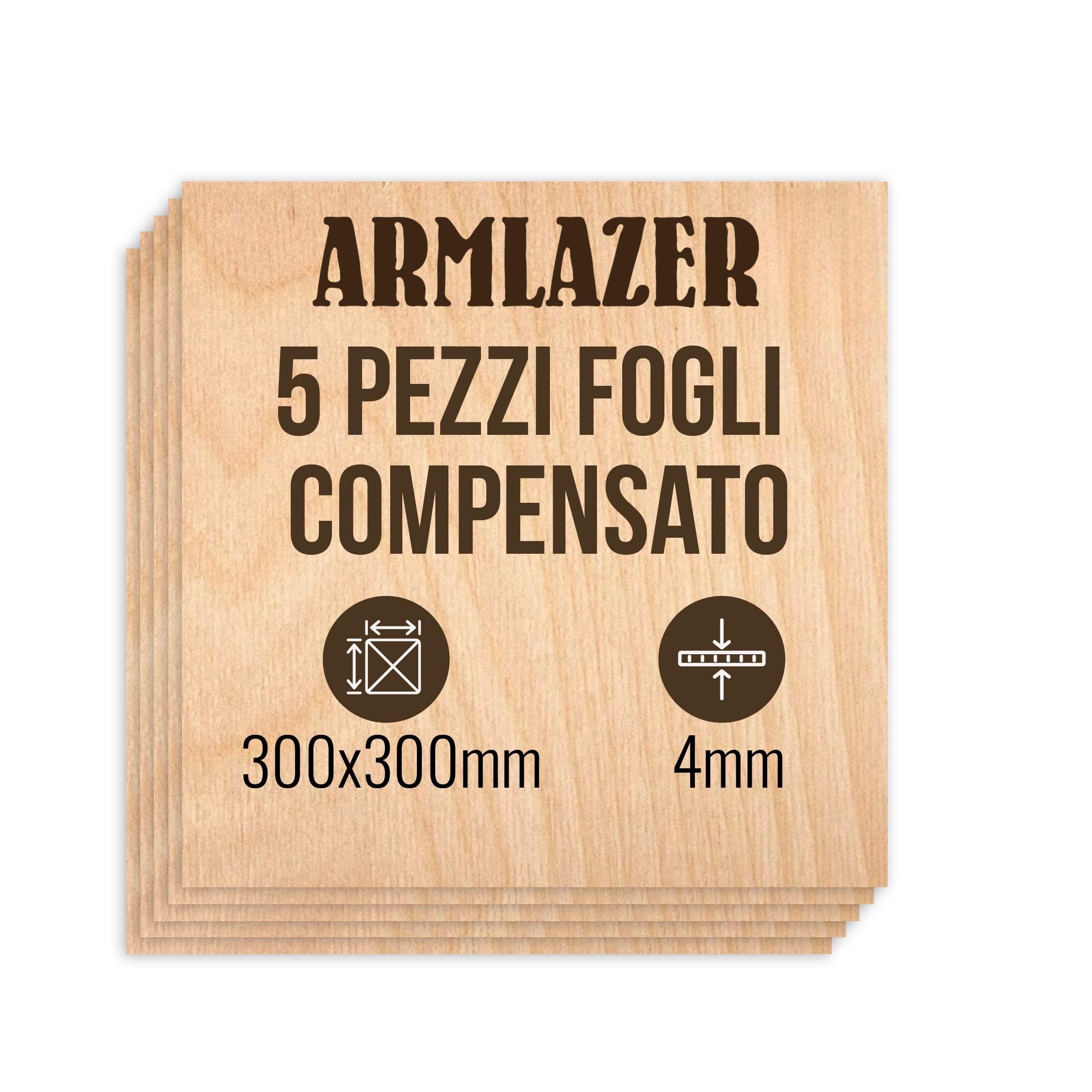 ARMLAZER Plywood 300 x 300 х 4 mm, 5 Pieces, Wood Panels, Pyrography, Model Board, DIY Handmade, Plywood Sheets for Cutting