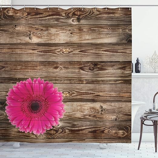 Amazon Com Ambesonne Rustic Home Decor Shower Curtain Set Pink