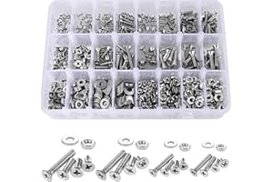 KSSVZZ 900PCS Nuts and Bolts Assortment Kit for Home Projects - Stainless Steel Machine Screws Assortment Kit, SAE Assorted Screw Set, Phillips Flat Head Screws Washers Nuts with Case (#4-40#6-32#8-32#10-24)