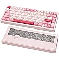 KEEBMONKEY WOBKEY Rainy 75 CNC Aluminum HMX/JWK/Cocoa Switches Triple-Mode Connectivity Mechanical Keyboard with Superior Acoustics, RGB/FR4/Silver SUS304/7000mAh/Cocoa Switch (Pro - Pink)