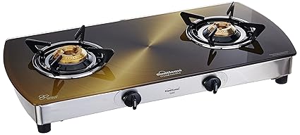 Sunflame Crystal Stainless Steel 2 Burner Gas Stove, Gold
