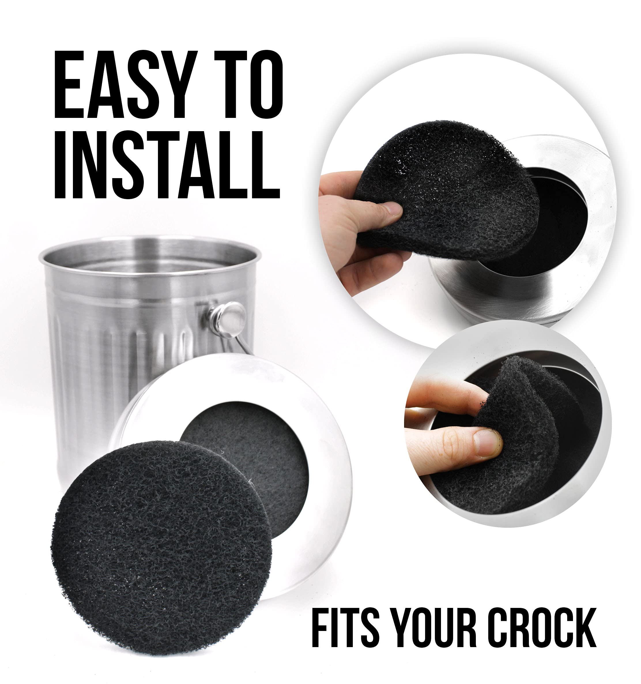 BioStrike -Activated Carbon Filter Odor Absorbers for Kitchen Compost Bins - Extra Thick 5.5 inch Compost Bucket Charcoal Filters - Odor Control for Countertop Pails - Made in USA (6 Count)