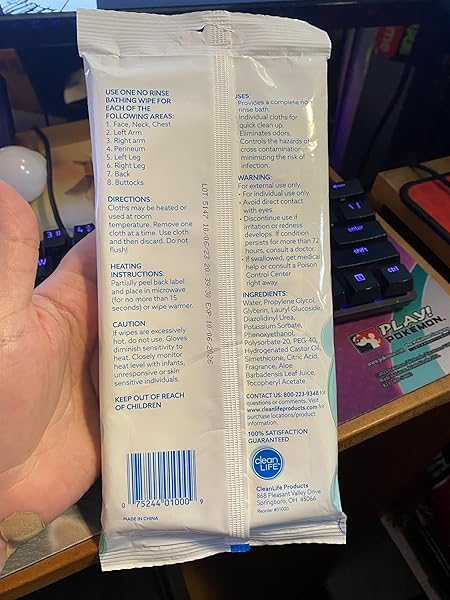 NO-RINSE BATHING WIPES BY CLEANLIFE PRODUCTS  PREMOISTENED AND ALOE VERA ENRICHED FOR MAXIMUM CLEANSING AND DEODORIZING – MICROWAVEABLE, HYPOALLERGENIC, RINSE-FREE