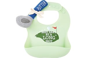 Mud Pie Silicone Baby Golf Bib Set with Golf Putter Rattle