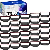 LxTek 30 Pack Compatible ERC30 Ribbon Replacement for ERC-30 | ERC 30 34 38 B/R Used with Epson ERC30 ERC34 ERC38 NK506 TM-U220 Bixolon GRC-220BR M188B Printer (Black and Red) Tray