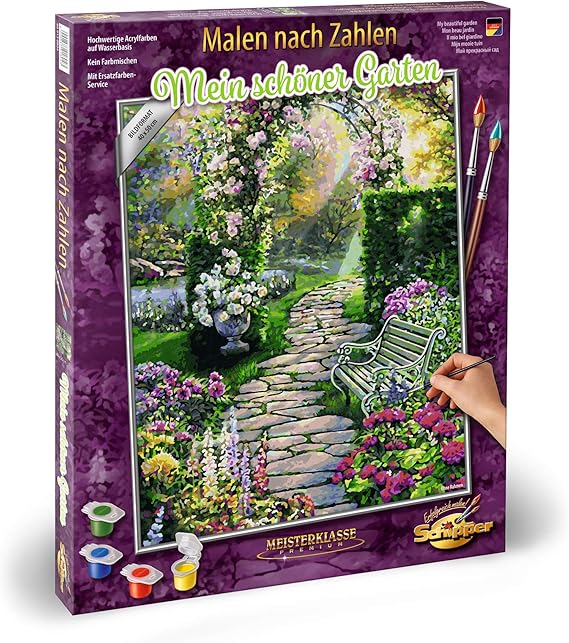 Amazon Com Schipper 609130804 Mnz Mein Schoner Garten Painting By Numbers My Beautiful Garden 40 X 50 Cm 40x50 Cm Toys Games