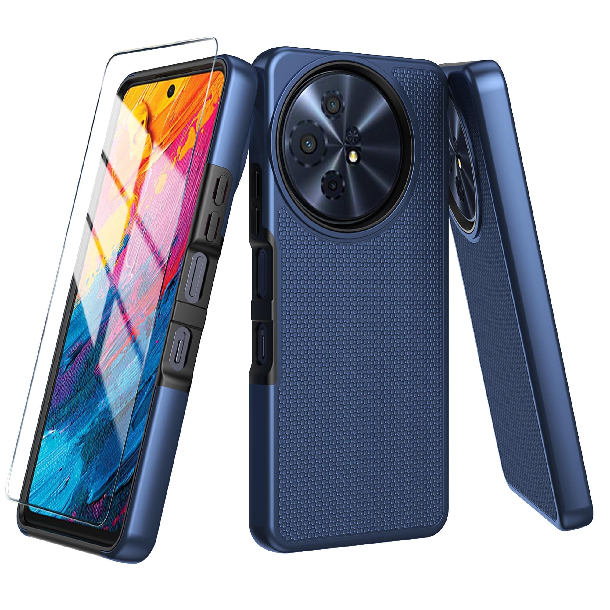 Photo 1 of Mocotto for TCL 60 XE NXTPAPER 5G/TCL 50 XL 5G Case with Tempered Glass Screen Protector,Dual Layer Heavy Duty Shockproof Protection (Blue)