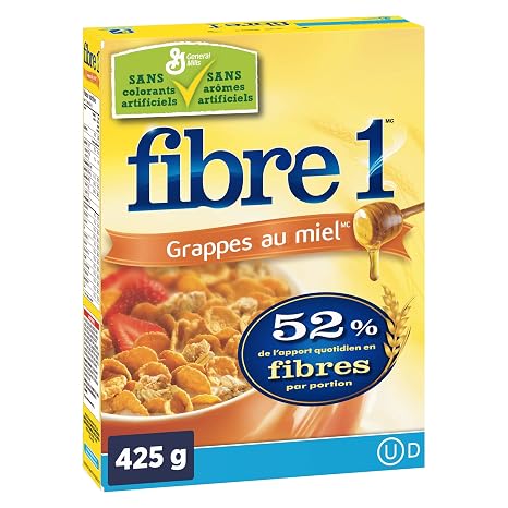 General mills fibre1 Honey clusters cereal 425g (065633418011)