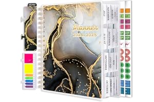 MONTCOOL Planner 2024-2025 7.9" x 9.8", Large 18 Months Academic Daily Weekly Monthly Planner Yearly Agenda July. 2024–Dec. 2025, Page Tabs, Separator Page, Pocket Folder, Bookmark, Stickers, Sticky Note Set