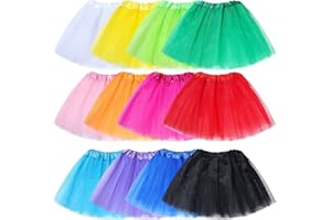 Jiuguva 12 Pcs Tutu for Toddler Girls 3-Layer Tutu Dresses Multicolor Rainbow Neon Princess Tulle Skirt Halloween Costume for Princess Ballet Dance Summer Birthday Party Age 3-8