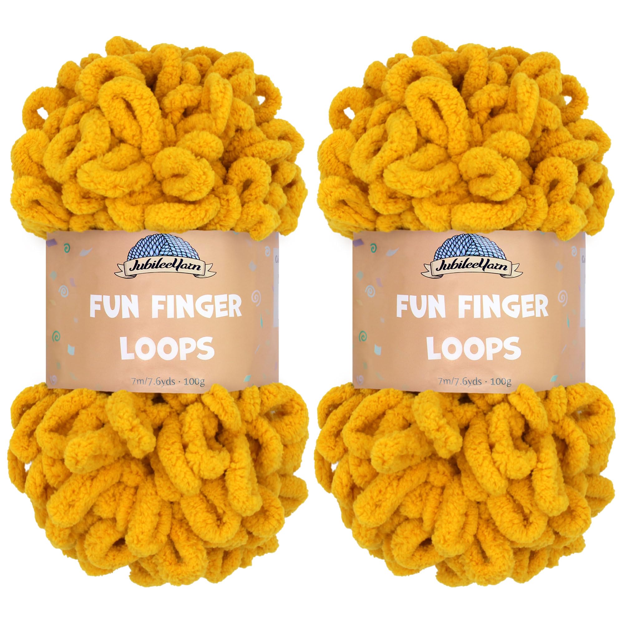 JubileeYarn Fun Finger Loops Yarn - Polyester Jumbo Weight Loop Yarn - 100g/Skein - Mustard - 2 Skeins — image 1