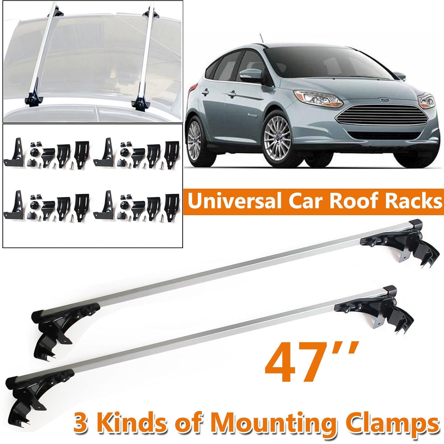 Amazon.com: Autofu for Ford Focus Car Top Luggage Cross Bar Roof Rack  Carrier 3 Kinds Clamps Crossbar: Automotive
