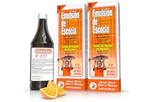EMULSION DE ESCOCIA Emulsión de Escocia Cod Liver Oil Complex with Vitamins A, D, E, B1 - Natural Orange Flavor Dietary Supplement for Immune Support & Bone Health - Essential Omega 3 Fish Oil - 6.5 oz (2-Pack)