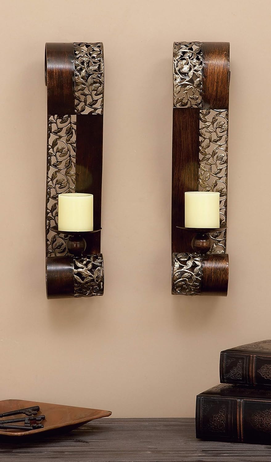 Deco 79 Metal Candle Sconce Set of 2, 21"H x 4"W: Furniture & Decor