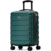 Flight Knight 21.5x15.5x9 Expandable Carry On Suitcase Hardside TSA Lock & USB C Port Lightweight Luggage Silent Double Spinner Wheels Maximum Canada Air Overhead Bag Airlines Approved Green
