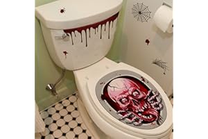 ROFARSO Halloween Toilet Lid Decals 3D Horrible Wall Stickers DIY Scary Home Decor Bathroom Screaming Bloody Dark Creatures Decoration Poster for Punk Party (Bloody Skull)