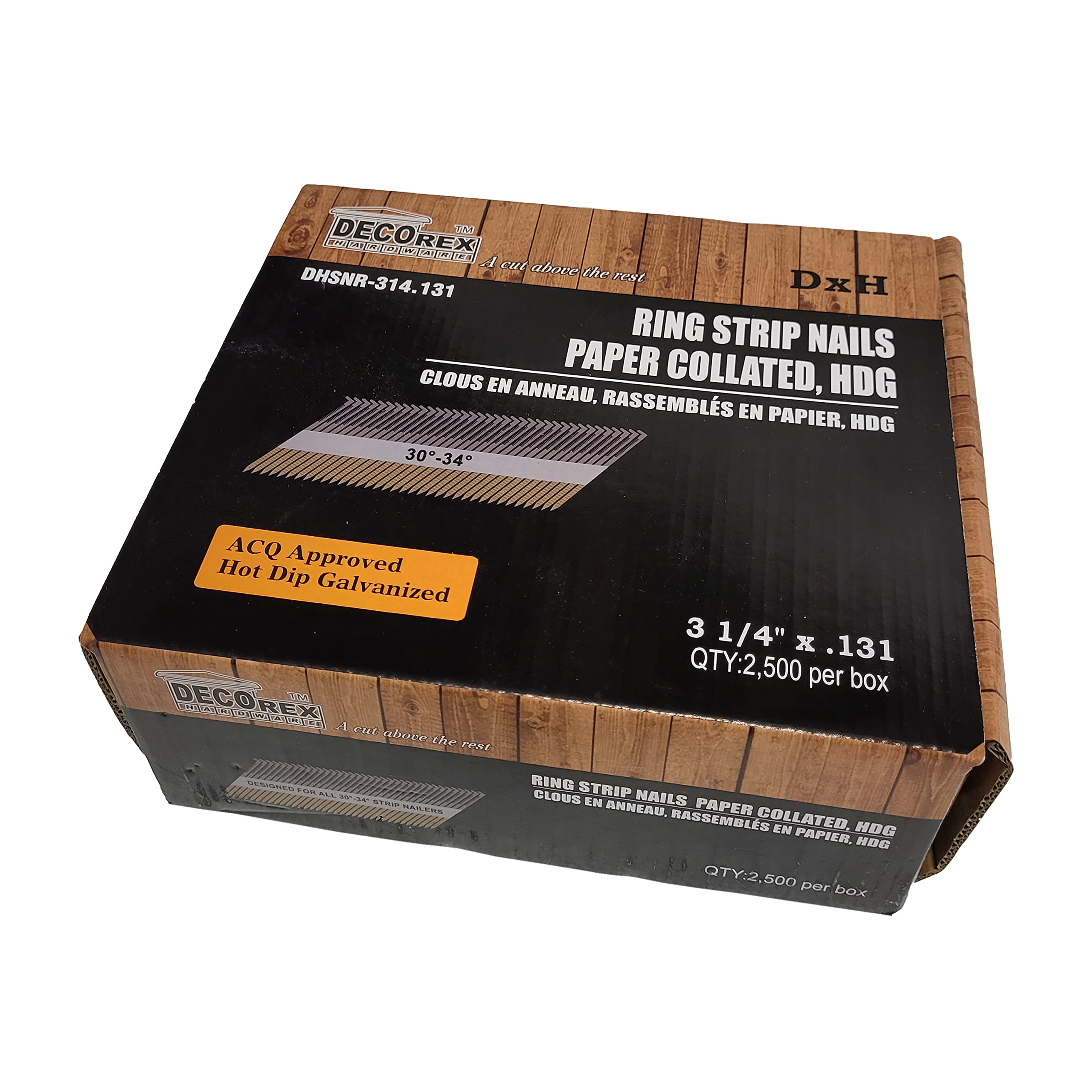 3 1/4" x .131 Ring Shank Framing Nails, Paper Strip
