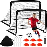 Kids Soccer Goals for Backyard Set - 2 Pack of 4' x 3' Portable Pop Up Soccer Nets, Training Equipment with Soccer Ball, Soccer Set for Kids Toddler and Youth Outdoor Games, Sports, Gifts