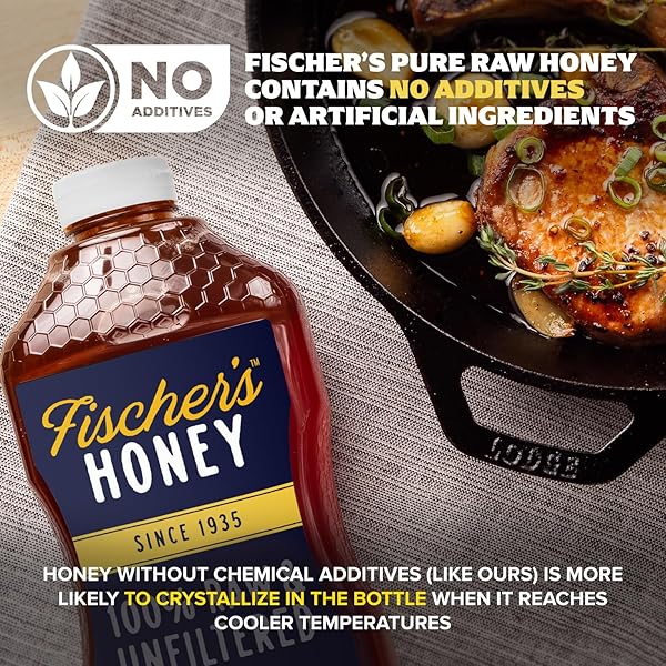 FISCHER’S 100% PURE, RAW & UNFILTERED HONEY, 40 OZ – ALL-NATURAL SWEETENER – RICH FLAVOR PROFILE, PACKED WITH NUTRIENTS