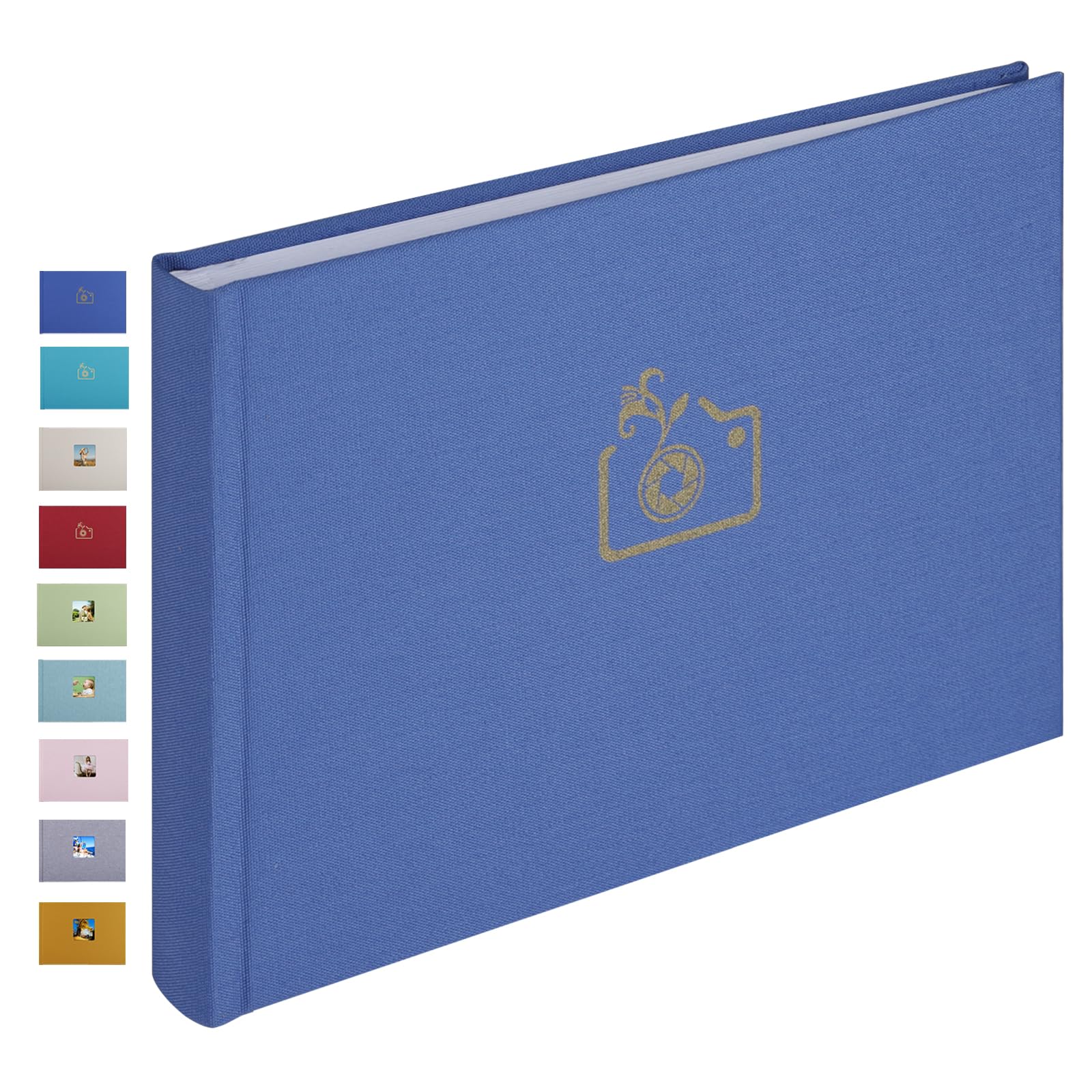 Photo 1 of 1DOT2 Scrapbook Photo Album with Writing Space, Wedding Guest Book Receptions 40 Pages for 4X6, 5X7 Linen Cover with Window Photos Book Family Albums for Wedding Or Baby Shower Guest Book,Blue