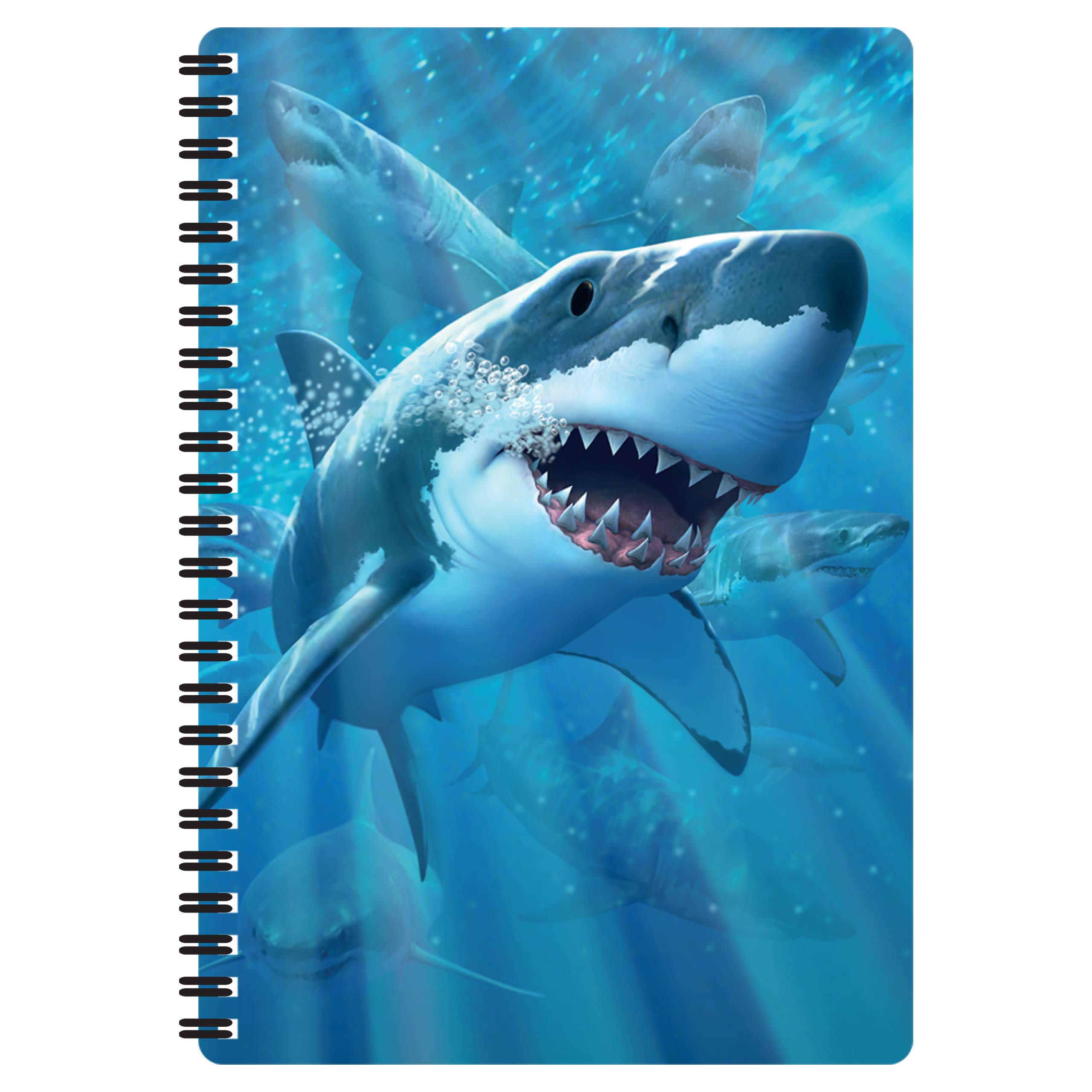 3D LiveLife A5 Notebook - Great White Delight from Deluxebase. Spiral Bound Lined Notebook with 80 Recycled Pages, 3D Shark Art Notebooks for Work, Gifts and School Supplies,(21 x 14.5 cm).