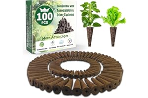 AOOCCDER 100 Pack Grow Sponges, Seed Starter Sponges Compatible with AeroGarden, Refill Seed Pods Replacements Root Growth Sponges for Indoor Hydroponic System, Brown, SP-100