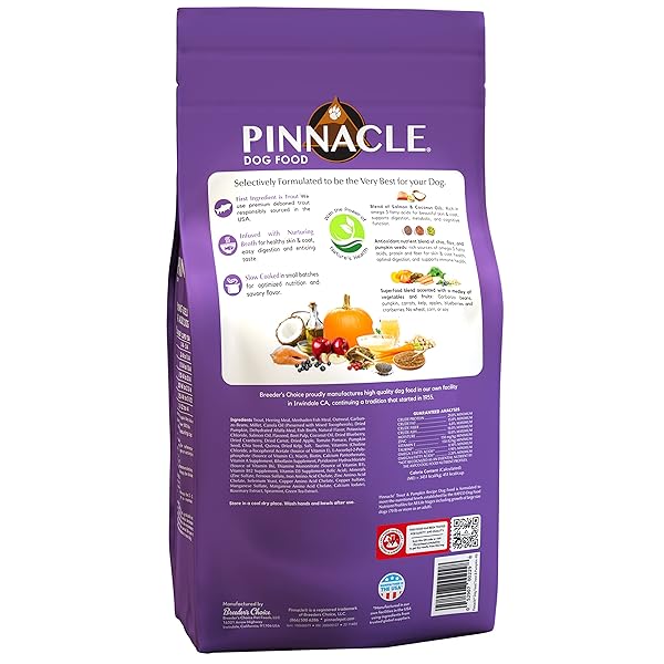 PINNACLE PET PINNACLE TROUT & PUMPKIN DRY DOG FOOD 4 LB, INFUSED WITH BROTH