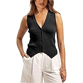 IQSQSQ Sweater Vest Women Casual V Neck Button Down Sleeveless Knit Cardigan Vest Tank Tops Streetwear