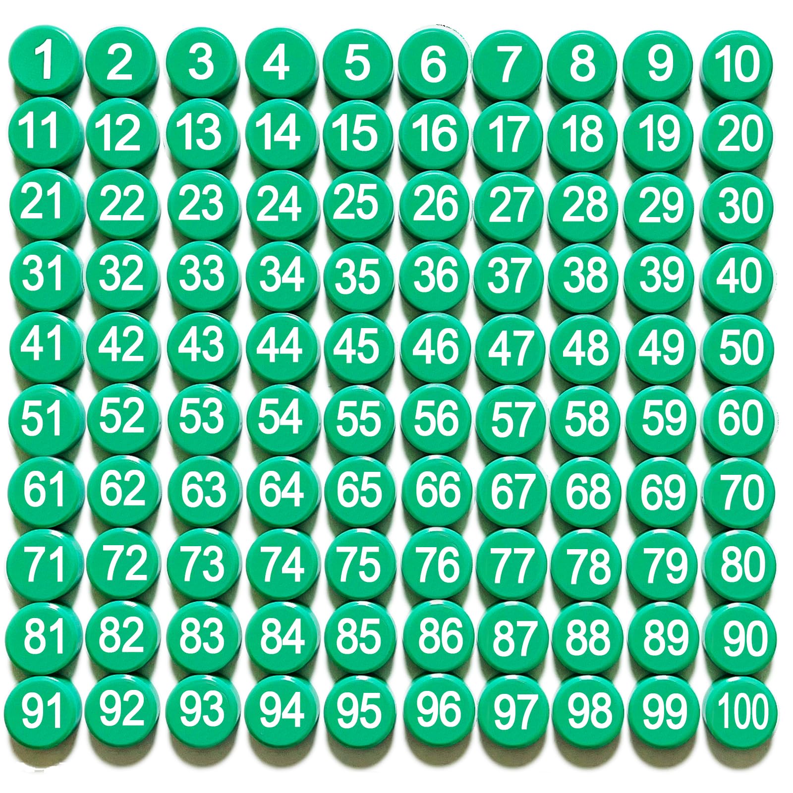 Photo 1 of 1-100 Magnetic Numbers, Magnets with Number for Dry Erase Boards, Round Number Refrigerator Magnets for Whiteboard in Home and Office (0.8" Diameter, Green)