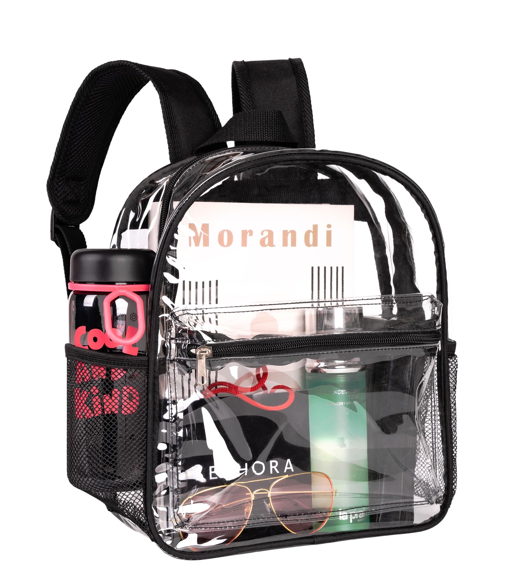 Photo 1 of ZENPUNK Clear Backpack for Stadium Approved 12×12×6, See Through Bag, PVC Transparent Backpack for Festival Sport Event Concerts (BLK)