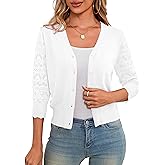 LIENRIDY Women's 3/4 Sleeve Cropped Cardigan Sweaters Button Down Bolero Shrugs for Dresses, S-XL