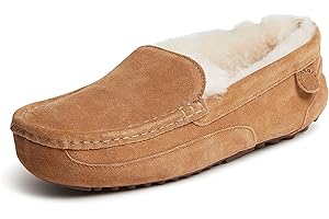 Fireside by Dearfoams Men's Melbourne Shearling Indoor/Outdoor Moccasin Slipper with Wide Widths