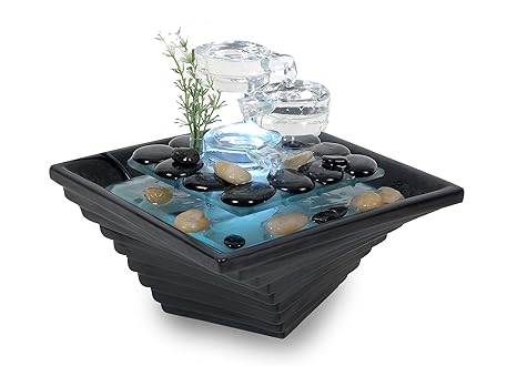 WeiVa Feng Shui Keramik - Glas Zimmerbrunnen mit LED Beleuchtung 29050