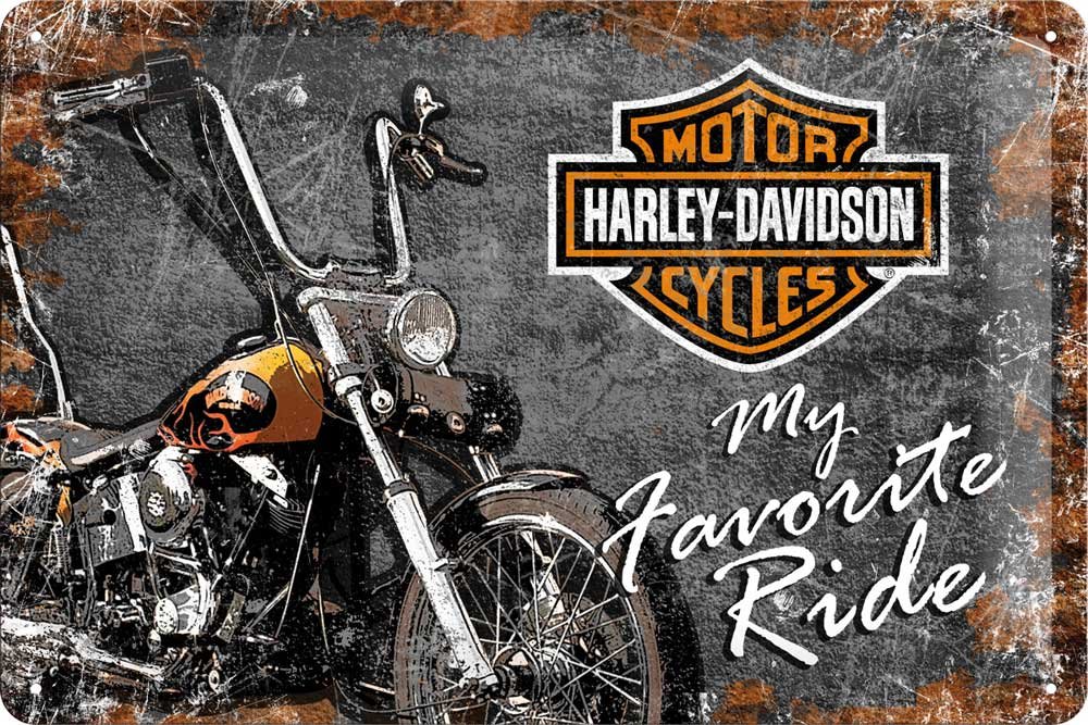 Nostalgic-Art Retro Tin Sign – Harley-Davidson – Favourite Ride – Gift idea for biker, Metal Plaque, 20 x 30 cm